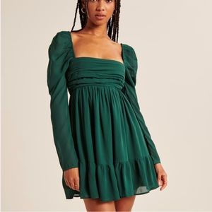 Abercrombie Green Puff Sleeve Dress